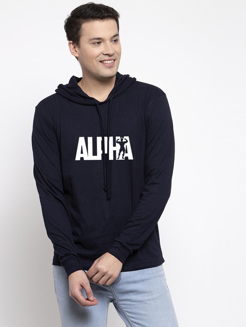 navy blue cotton chest print sweatshirt - 20688459 - Zoom Image - 0