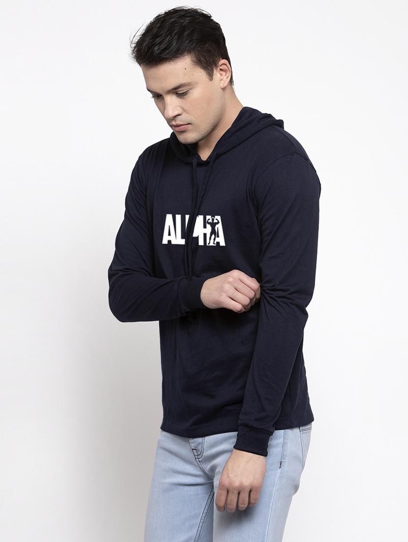navy blue cotton chest print sweatshirt - 20688459 - Standard Image - 1
