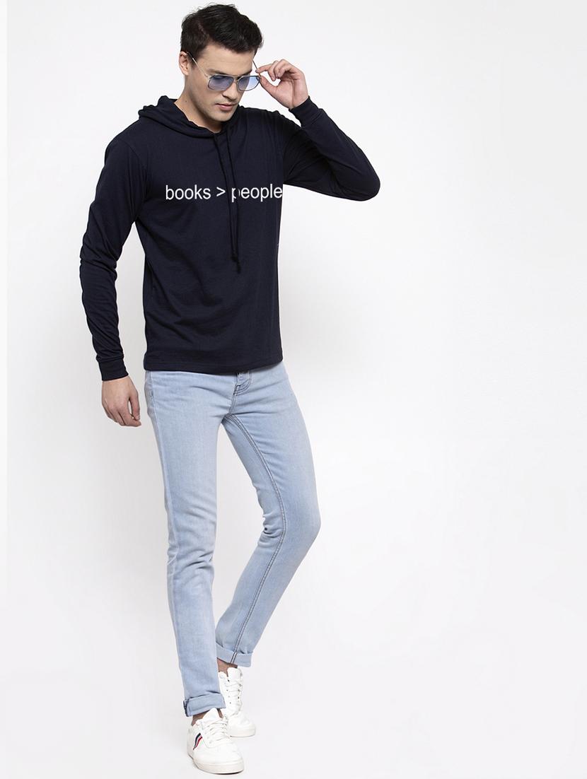 navy blue cotton chest print sweatshirt - 20688498 - Standard Image - 4