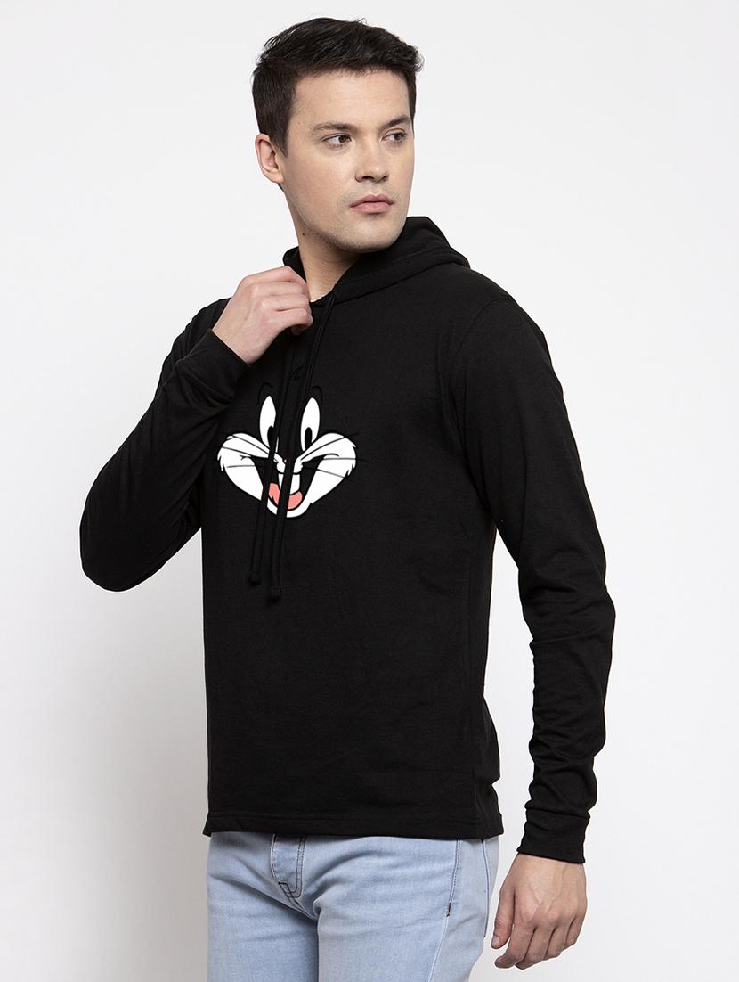 black cotton chest print sweatshirt - 20688506 - Standard Image - 1