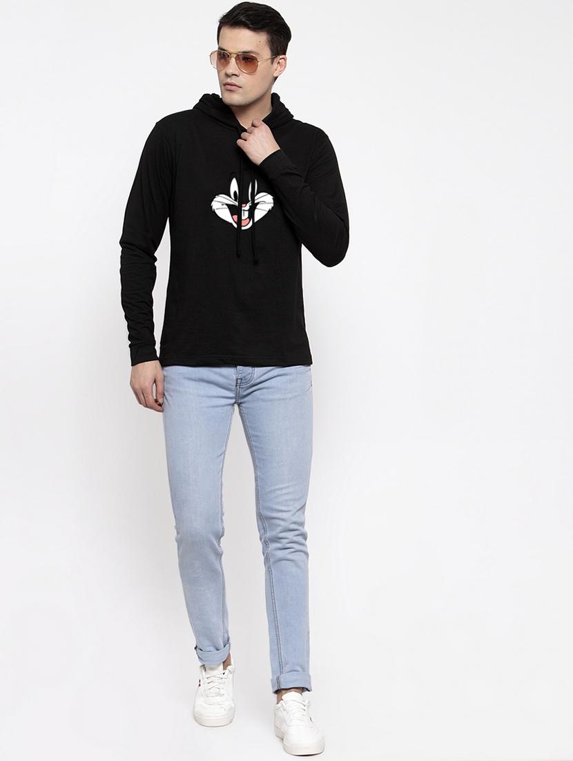 black cotton chest print sweatshirt - 20688506 - Standard Image - 4