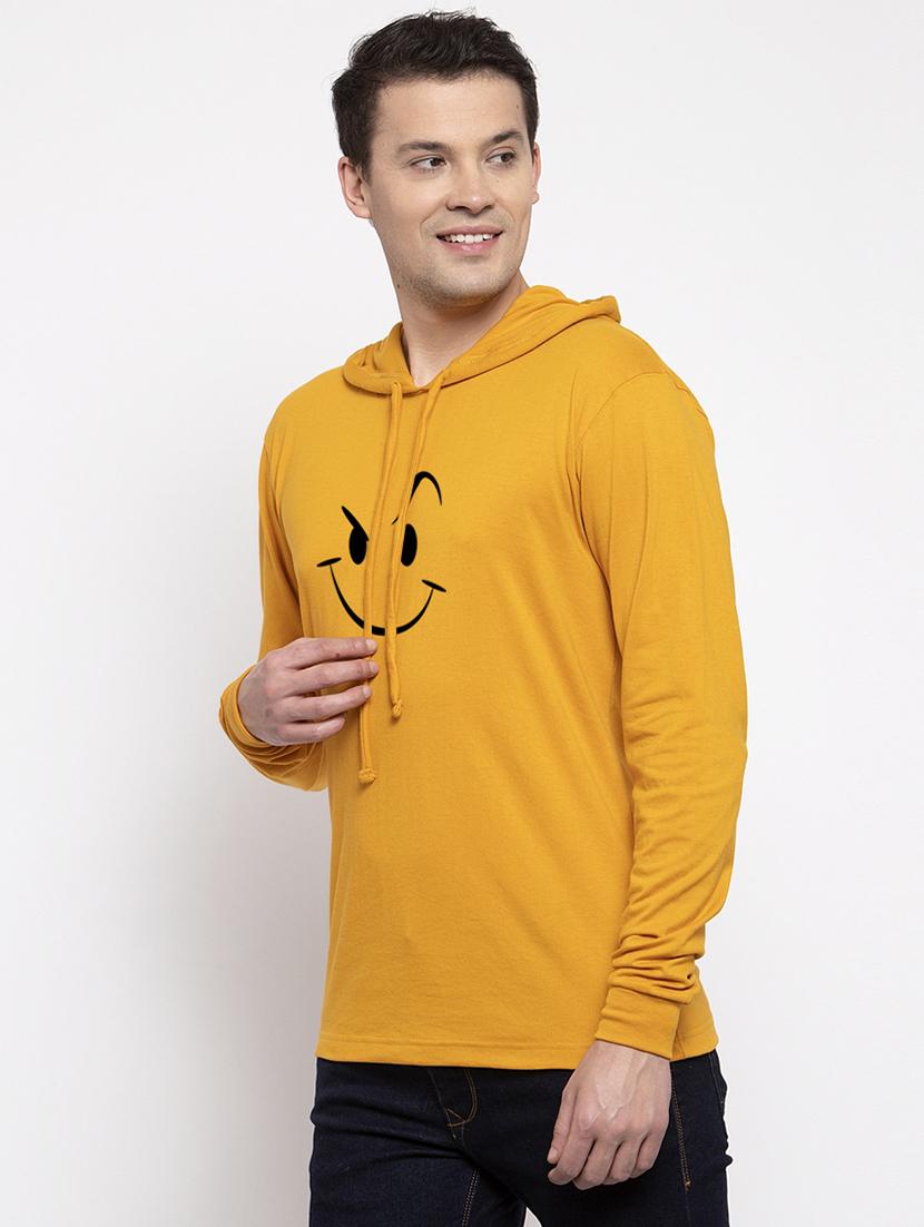 mustard cotton chest print sweatshirt - 20688522 - Standard Image - 1