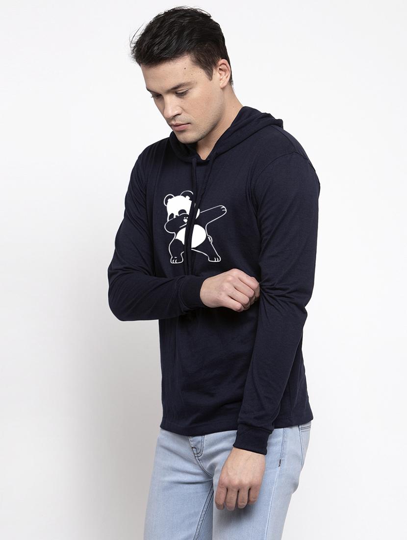 navy blue cotton chest print sweatshirt - 20688523 - Standard Image - 1