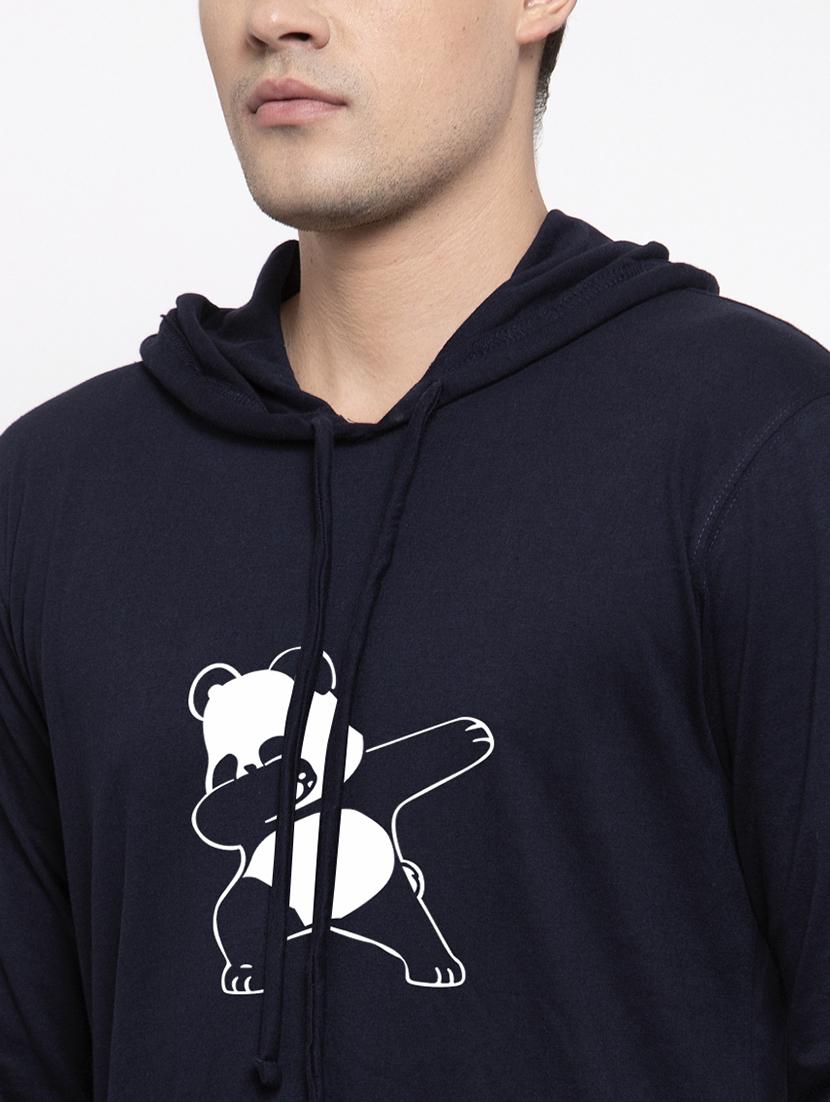navy blue cotton chest print sweatshirt - 20688523 - Standard Image - 4