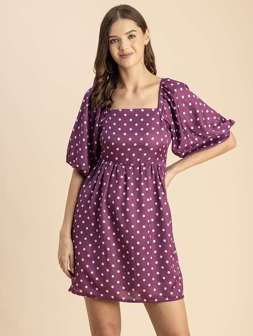 women polka doted puff sleeves dress - 20693961 -  Standard Image - 0