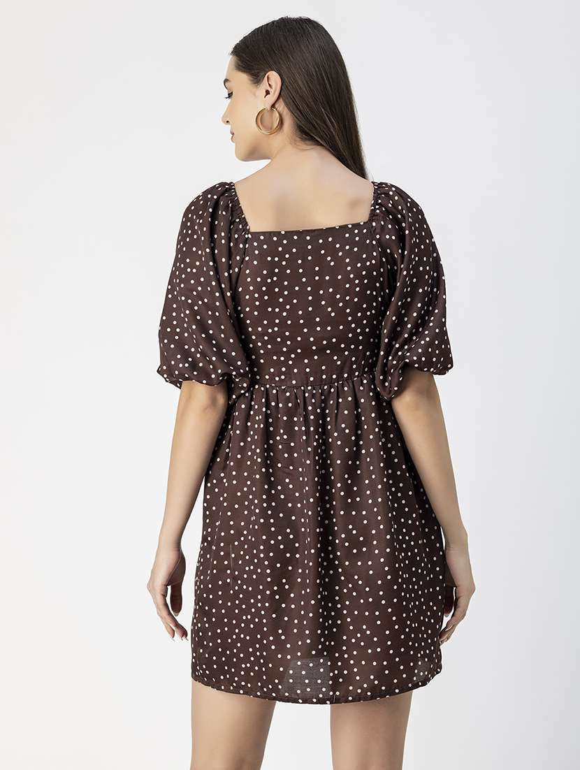 women polka doted puff sleeves dress - 20693962 -  Standard Image - 4