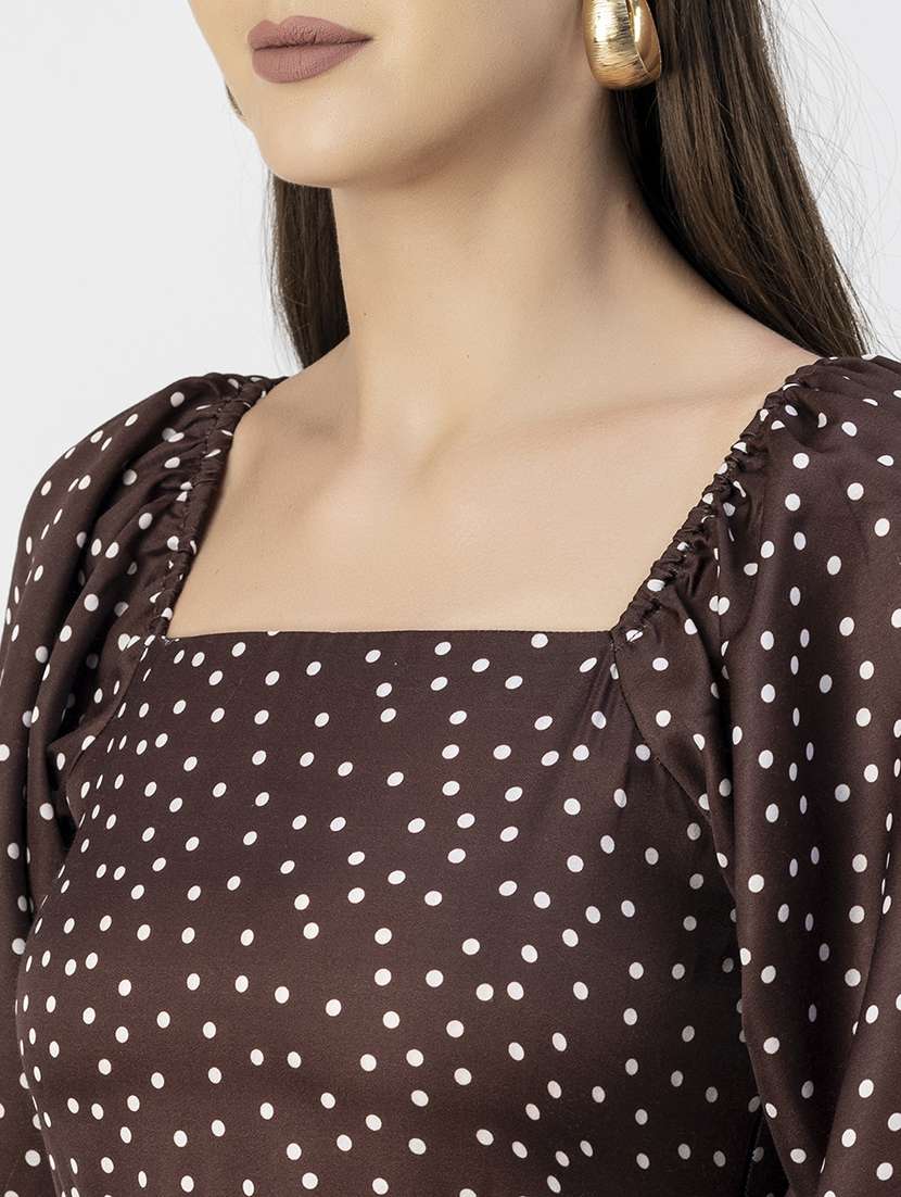 women polka doted puff sleeves dress - 20693962 -  Standard Image - 6