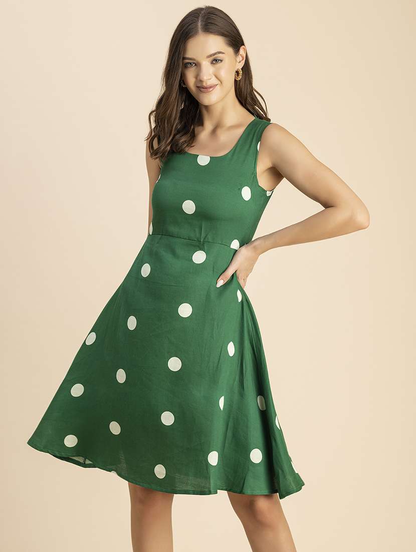 women polka doted sleeveless dress - 20693963 - Standard Image - 1
