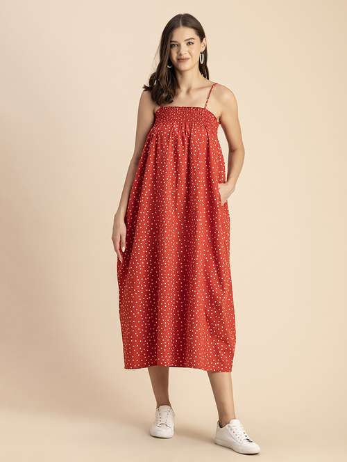 women polka doted shoulder strap dress - 20693969 - Standard Image - 0