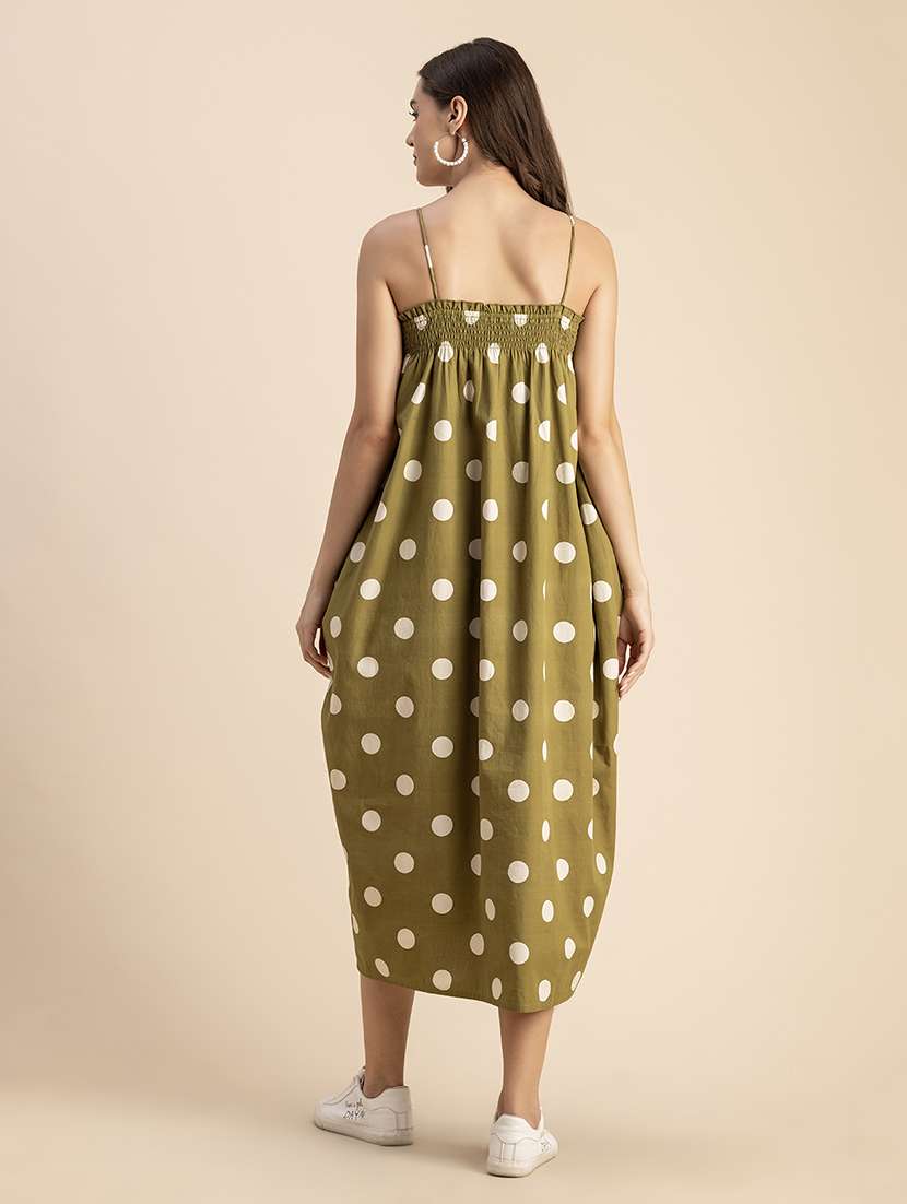 women polka doted shoulder strap dress - 20693972 -  Standard Image - 4