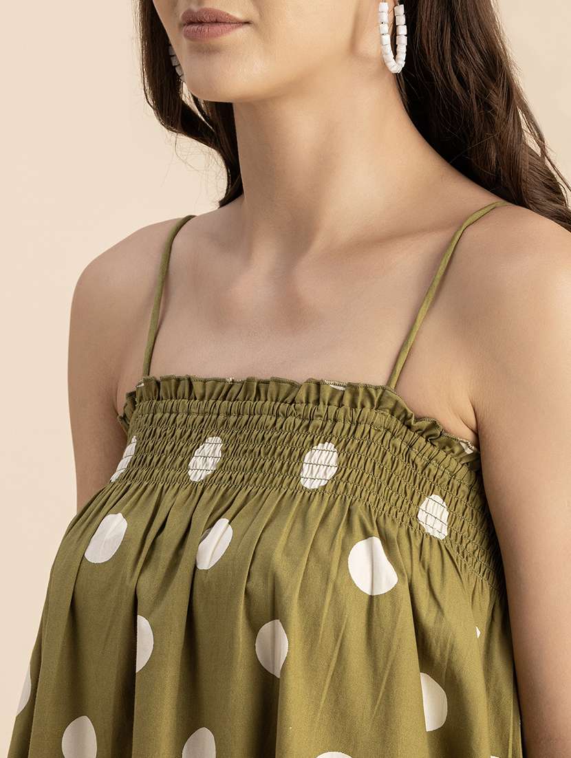 women polka doted shoulder strap dress - 20693972 -  Standard Image - 6