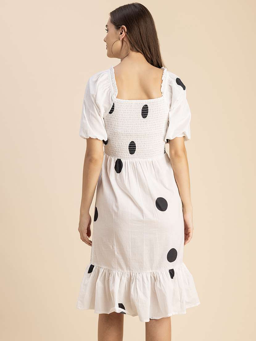 women polka doted puff sleeves dress - 20693975 -  Standard Image - 4