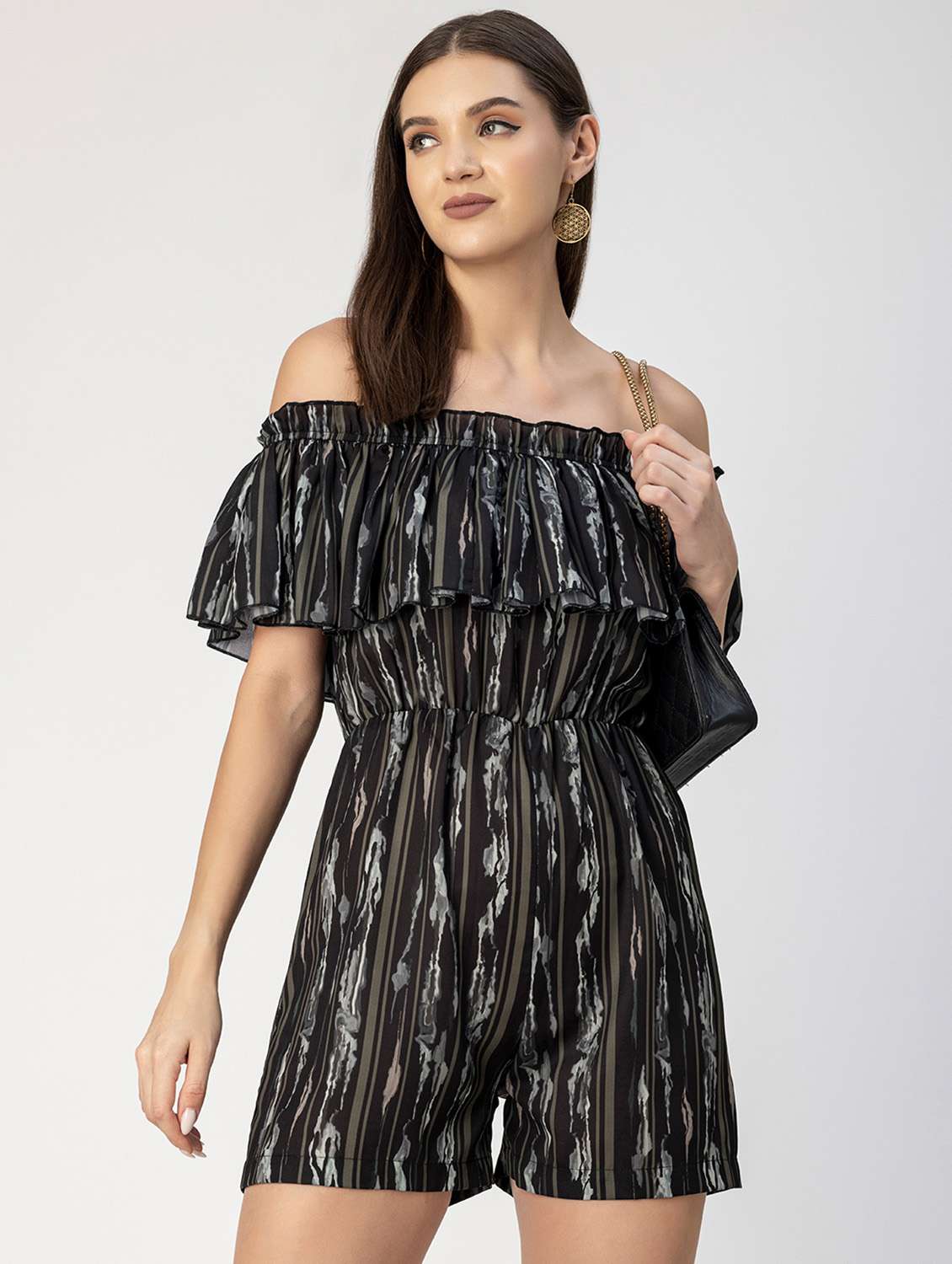 women striped off shoulder romper  - 20694079 -  Standard Image - 1