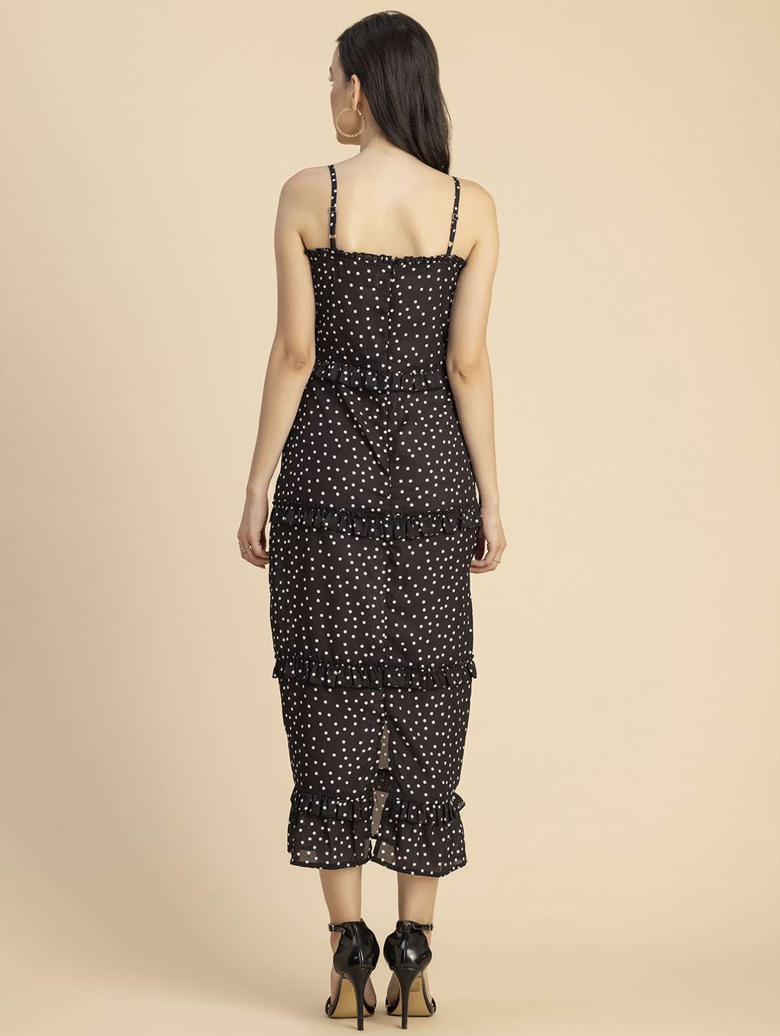 women polka doted sleeveless tiered dress - 20694759 -  Standard Image - 4