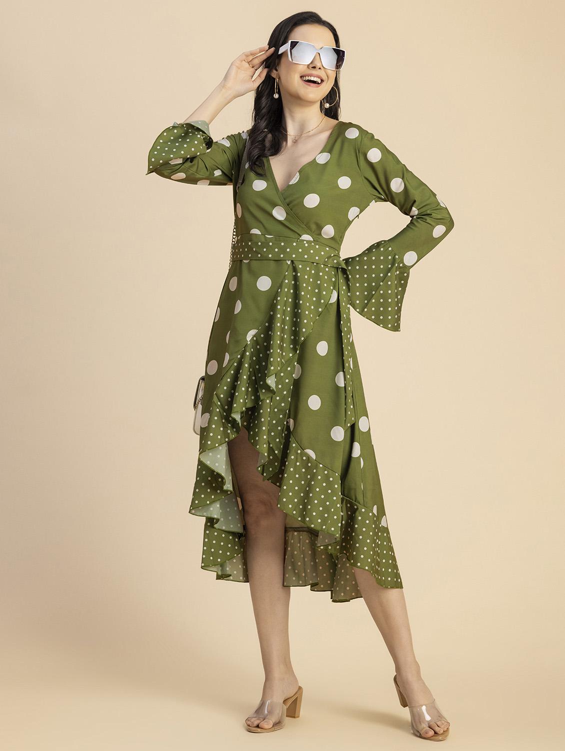 women polka doted wrap dress - 20694764 -  Standard Image - 1