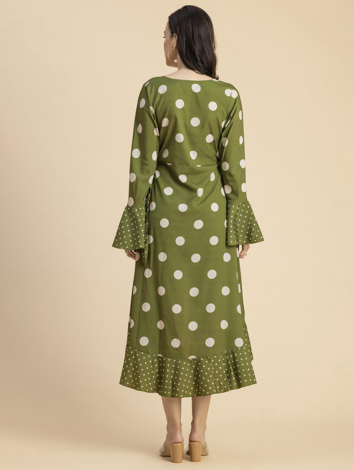 women polka doted wrap dress - 20694764 - Standard Image - 4