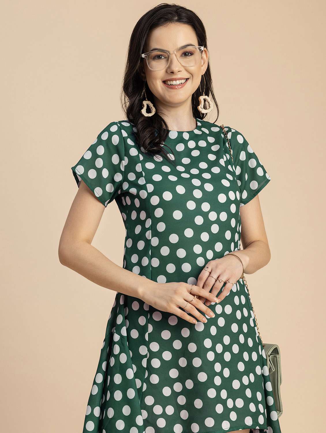 women polka doted asymmetric dress - 20694769 -  Standard Image - 1