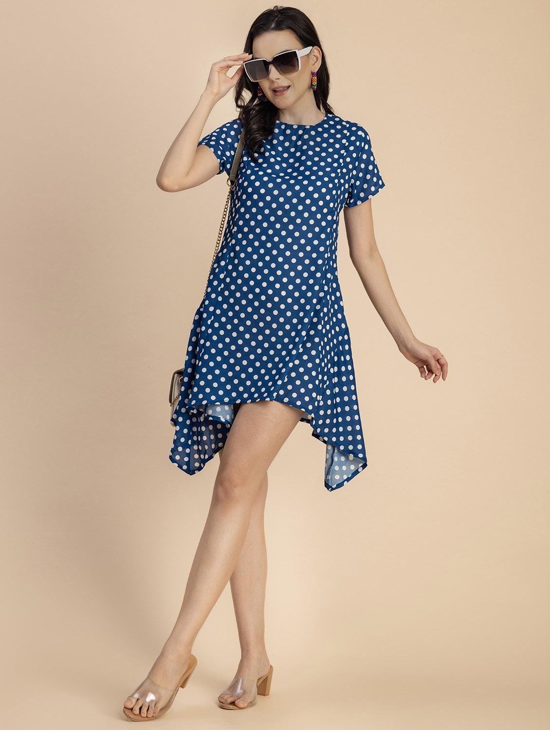 women polka doted asymmetric dress - 20694770 - Standard Image - 4