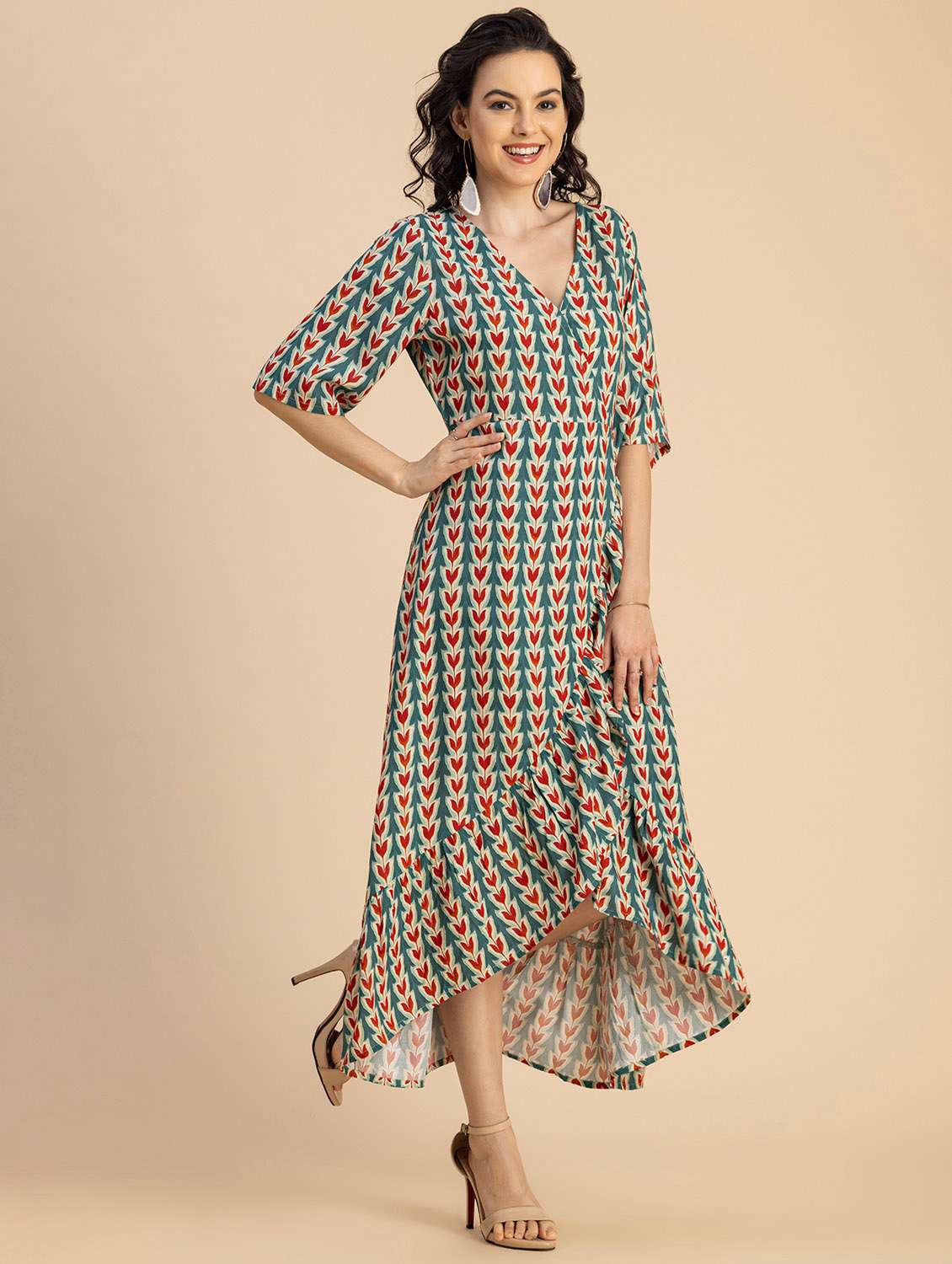 Women Printed High Low Dress - 20694775 -  Standard Image - 1