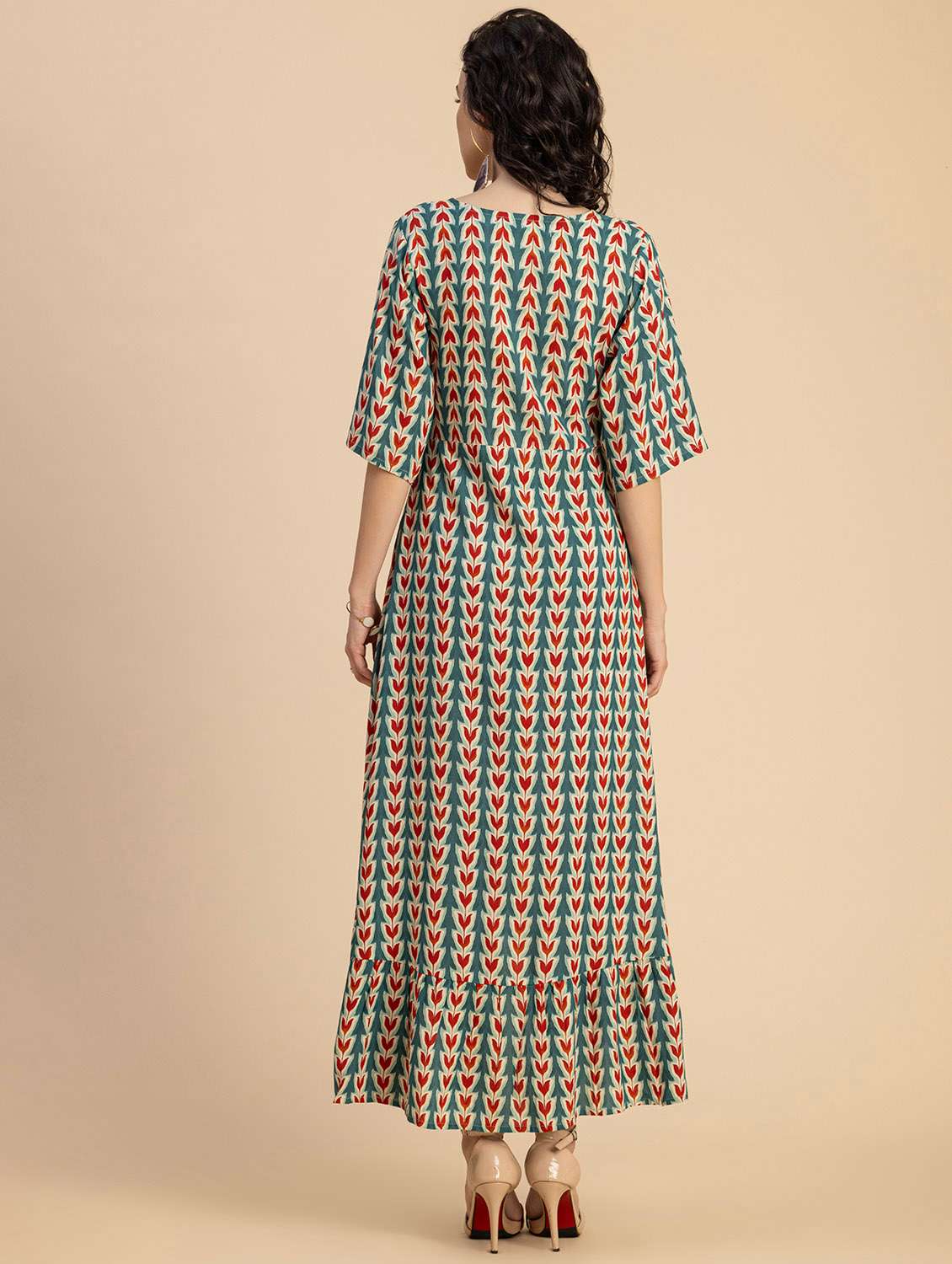 Women Printed High Low Dress - 20694775 -  Standard Image - 4