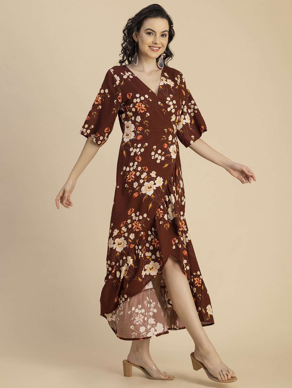 women floral print high low dress - 20694776 -  Standard Image - 1
