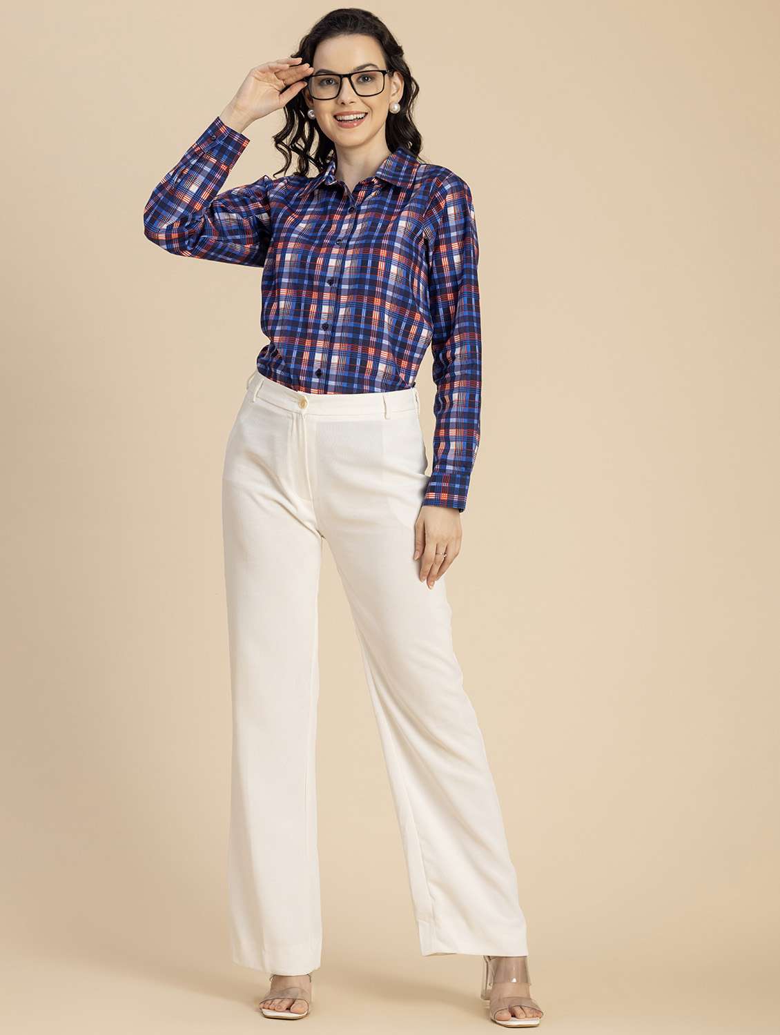 women checkered long sleeves shirt - 20694830 -  Standard Image - 4