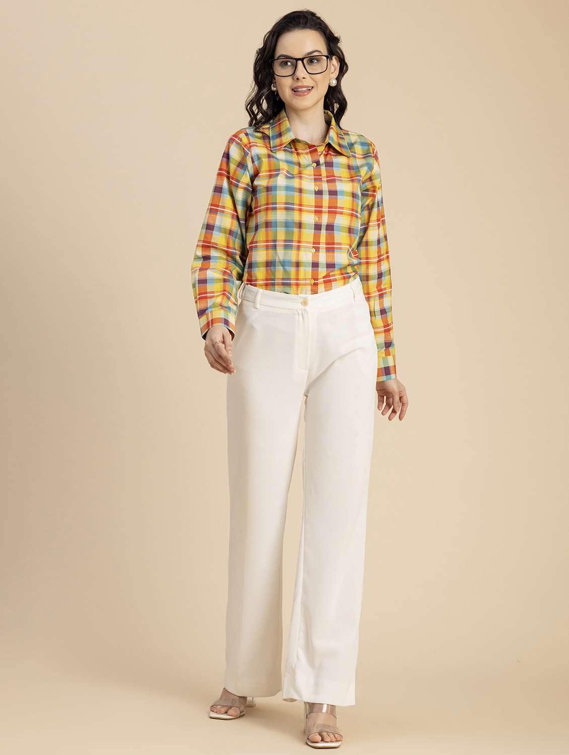 women checkered long sleeves shirt - 20694834 -  Standard Image - 4