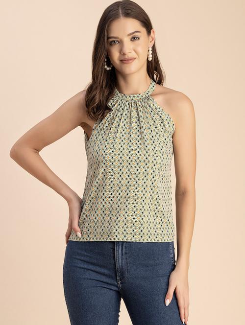 women printed sleeveless halter neck top - 20694889 - Standard Image - 0