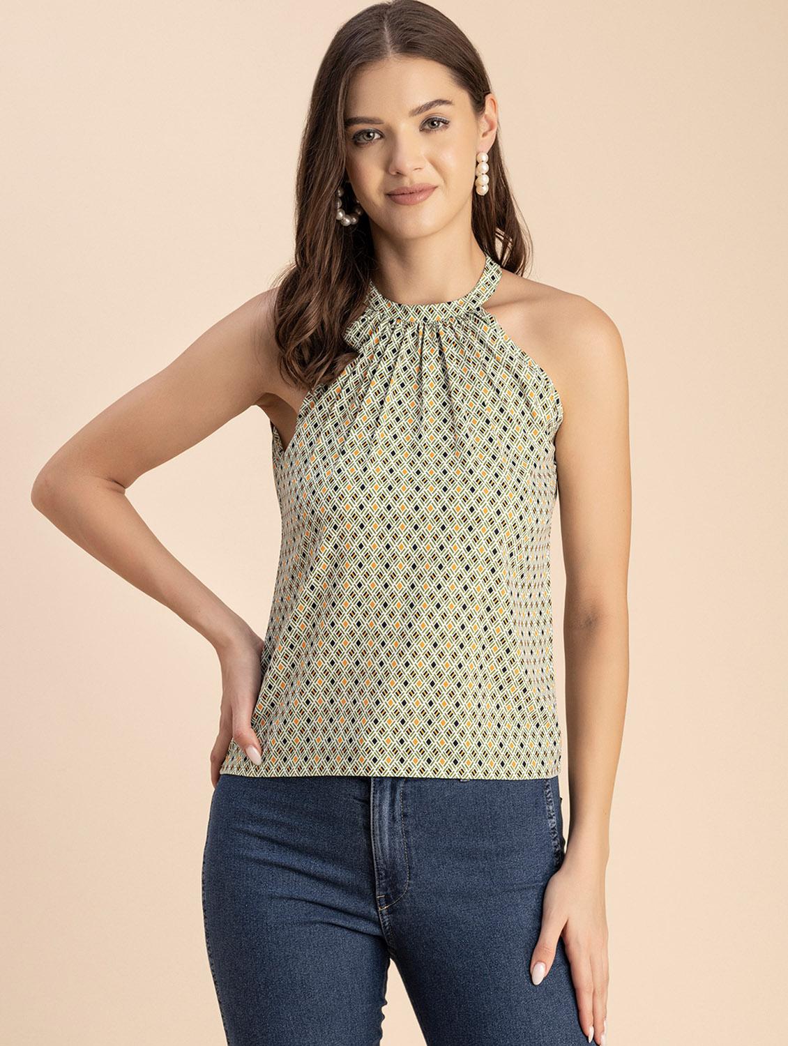 women printed sleeveless halter neck top - 20694889 - Zoom Image - 0