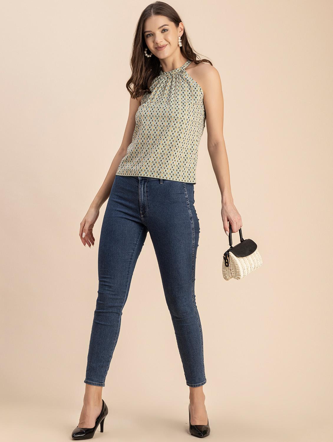 women printed sleeveless halter neck top - 20694889 - Standard Image - 4