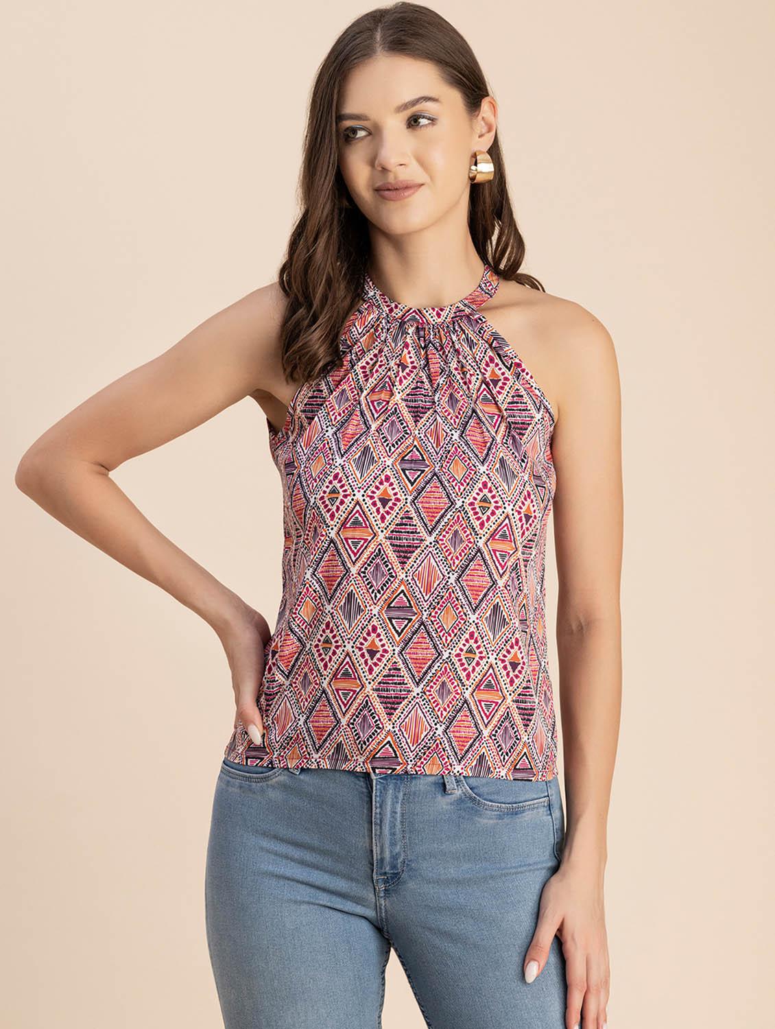 women printed sleeveless halter neck top - 20694892 -  Zoom Image - 0