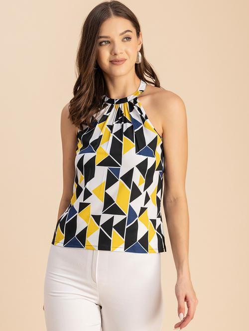women geometric print halter neck top - 20695324 - Standard Image - 0