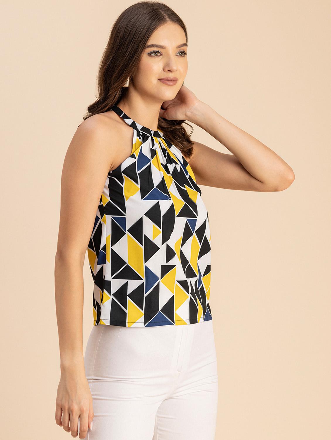 women geometric print halter neck top - 20695324 -  Standard Image - 1