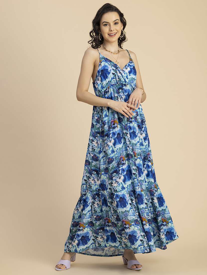 women shoulder strap tiered dress