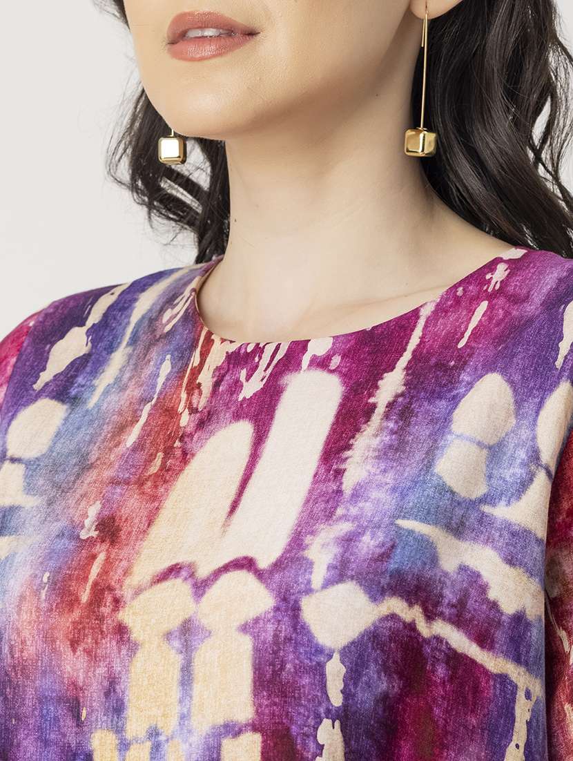 women printed hort sleeves a-line dress - 20695438 -  Standard Image - 6