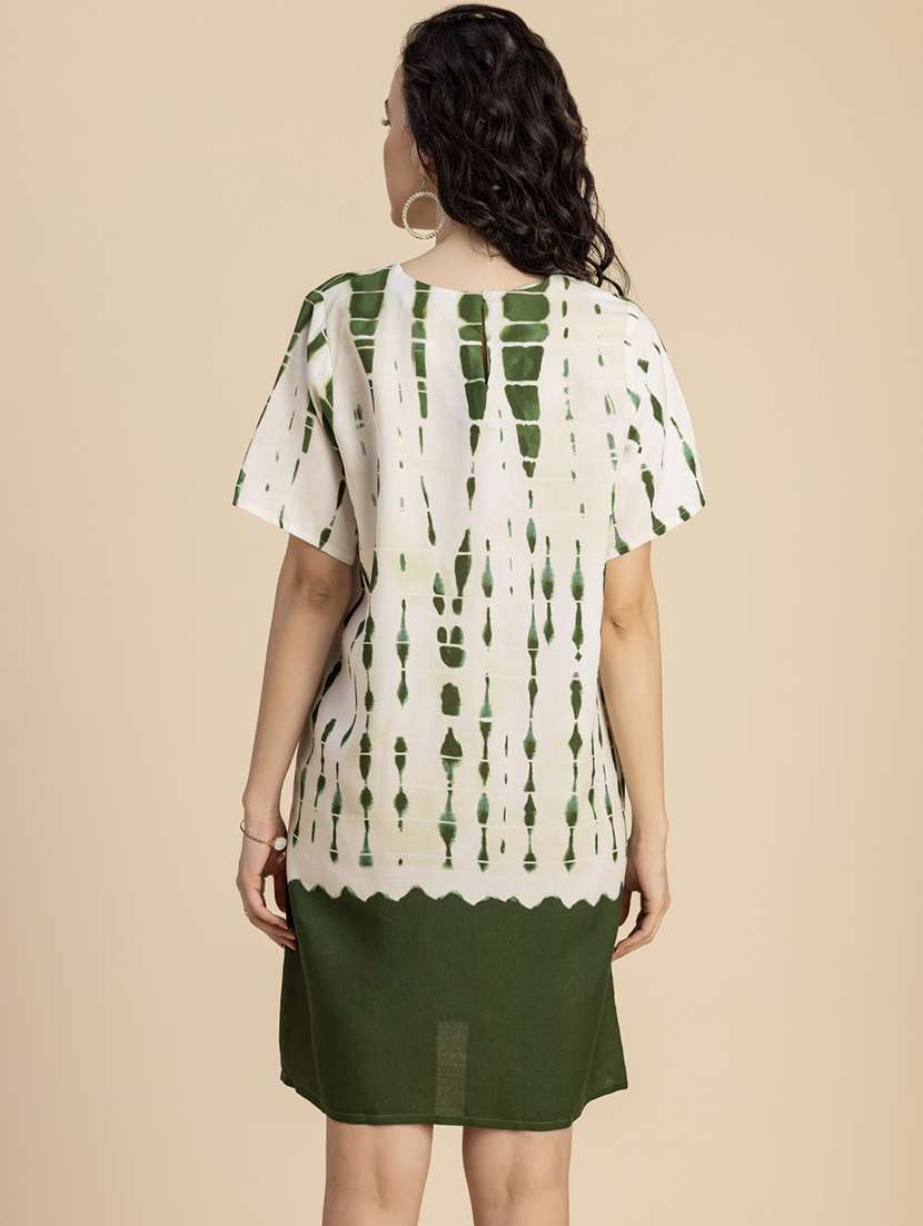 women printed hort sleeves a-line dress - 20695440 -  Standard Image - 4