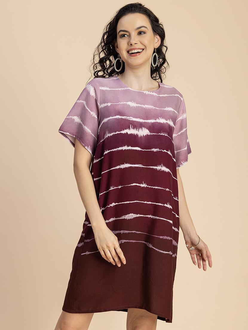 women printed hort sleeves a-line dress - 20695441 -  Standard Image - 1