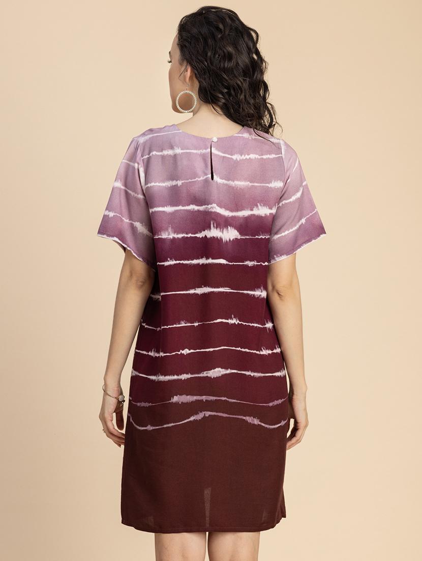women printed hort sleeves a-line dress - 20695441 - Standard Image - 4