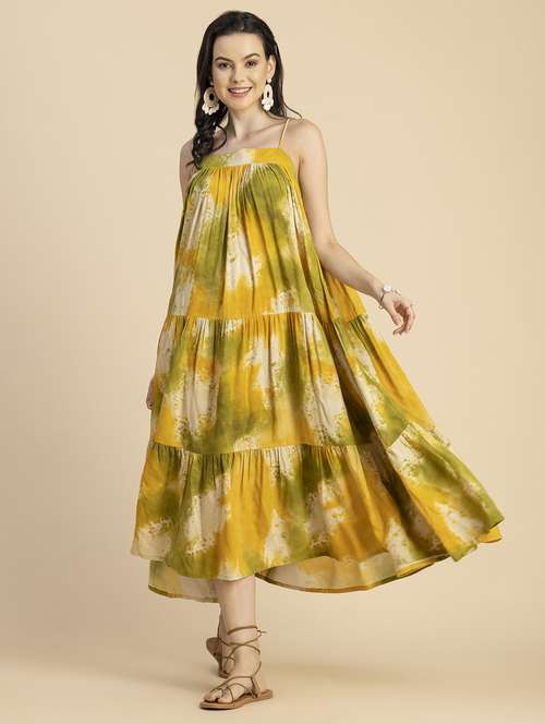 women tie & dyed sleeveless tiered dress - 20695961 -  Standard Image - 0