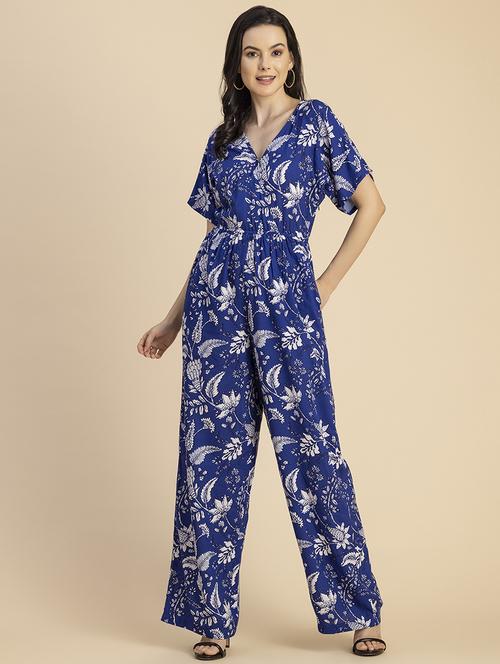 women overlap neck full length jumpsuit - 20695992 -  Standard Image - 0