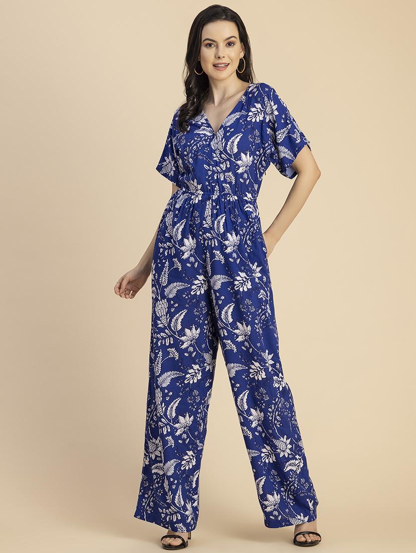 women overlap neck full length jumpsuit - 20695992 -  Zoom Image - 0