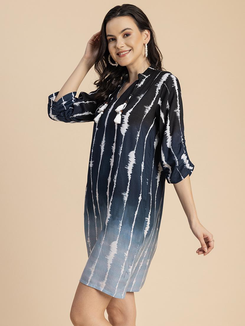 women mandarin neck straight dress - 20696259 - Standard Image - 1