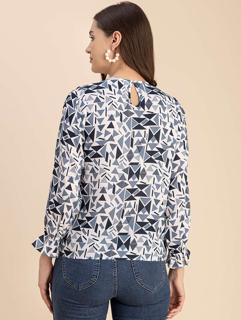 women geometric print long sleeves top - 20696265 -  Standard Image - 4