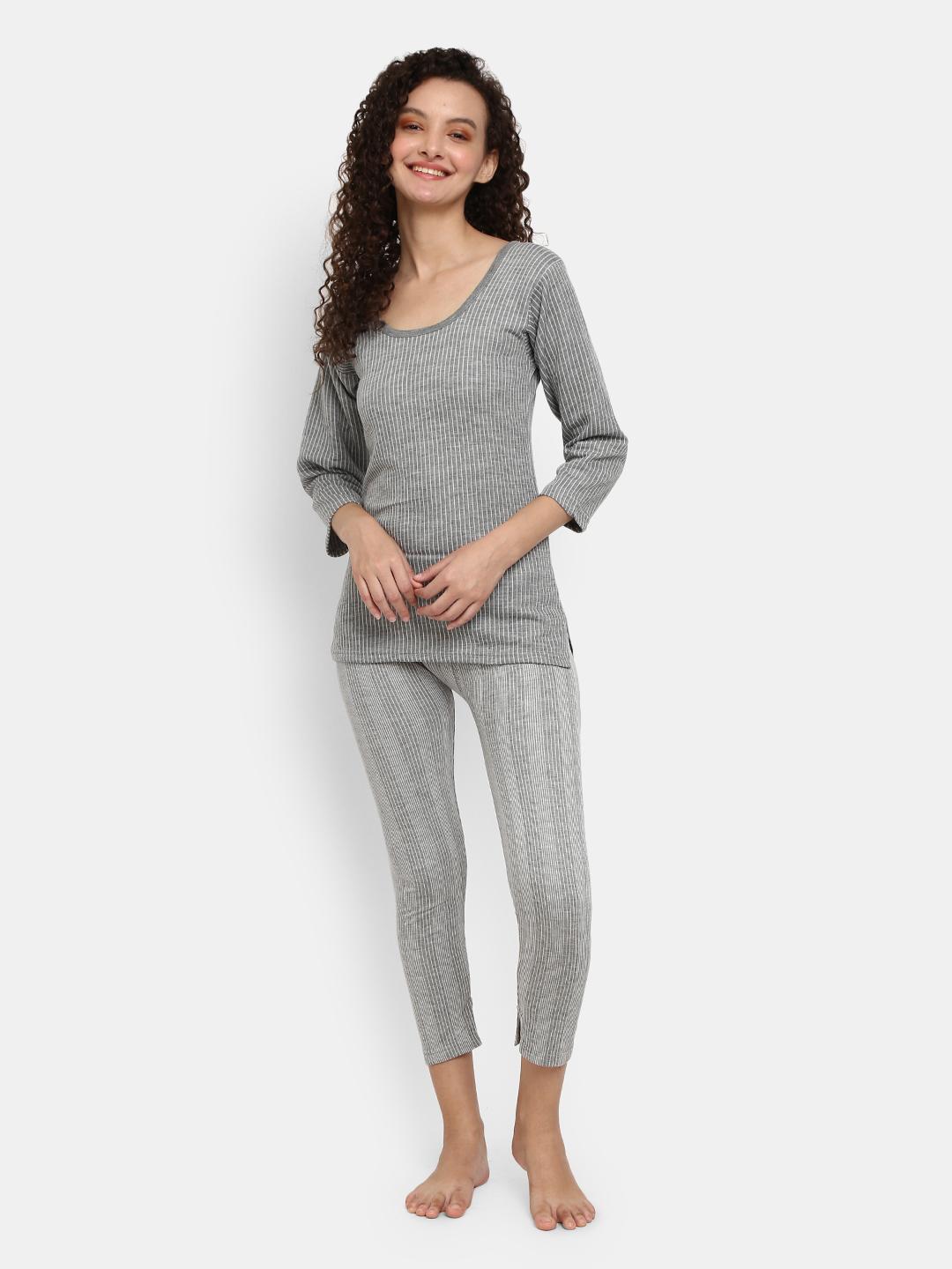 grey melange poly cotton thermals & inner wear - 20699618 - Standard Image - 1