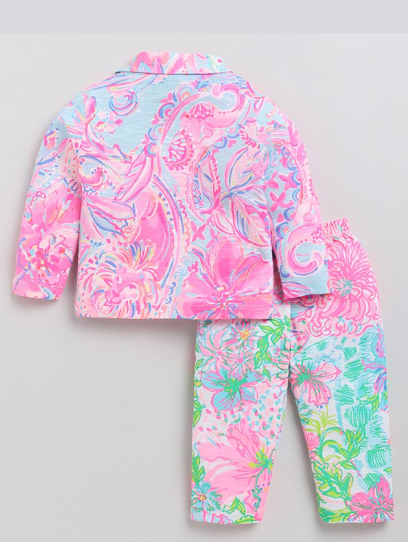kids pink printed shirt & pyjama set - 20703683 - Standard Image - 1