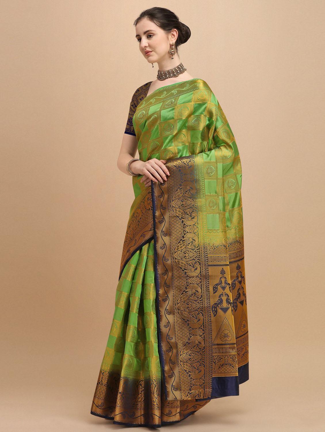 women green banarasi saree with blouse - 20703912 -  Standard Image - 1