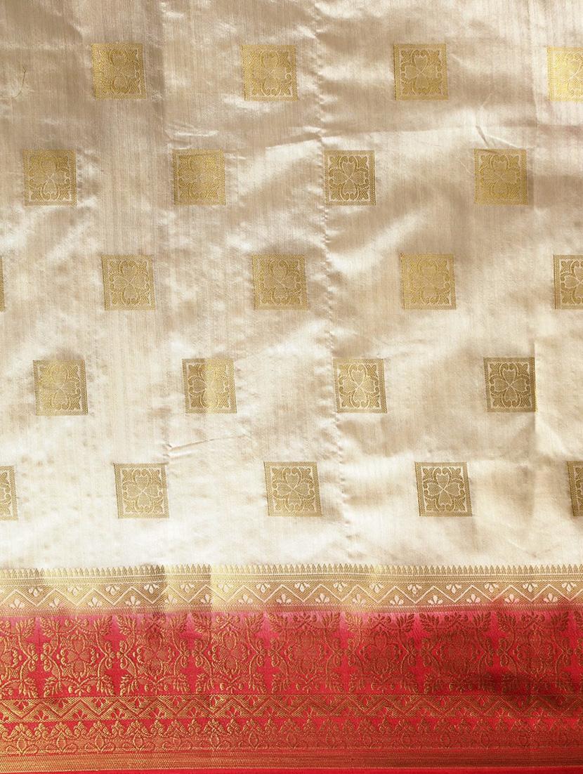 off white self design banarasi saree - 20703920 - Standard Image - 4