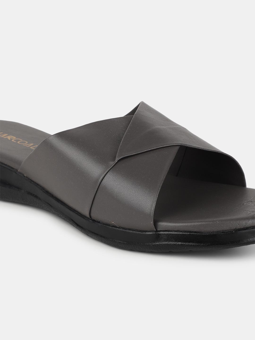 grey pu (polyurethane) flip flops - 20716217 - Standard Image - 4