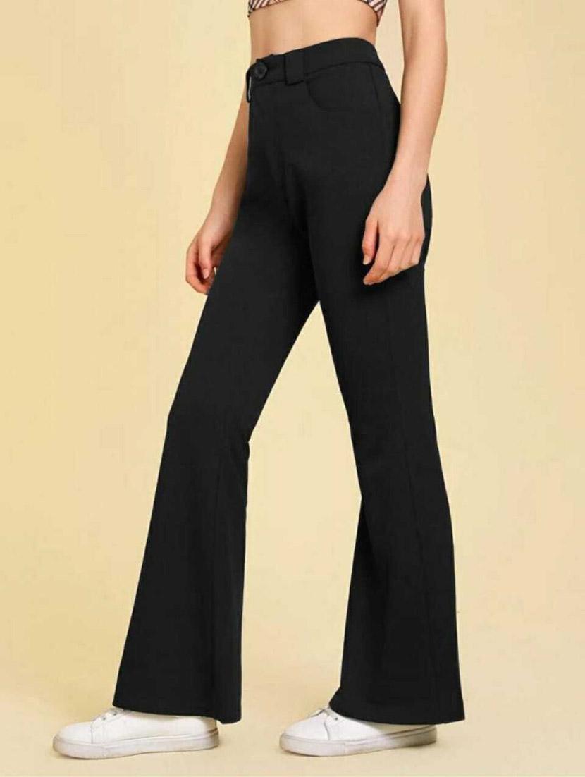 women black solids full length trousers - 20716747 -  Standard Image - 1