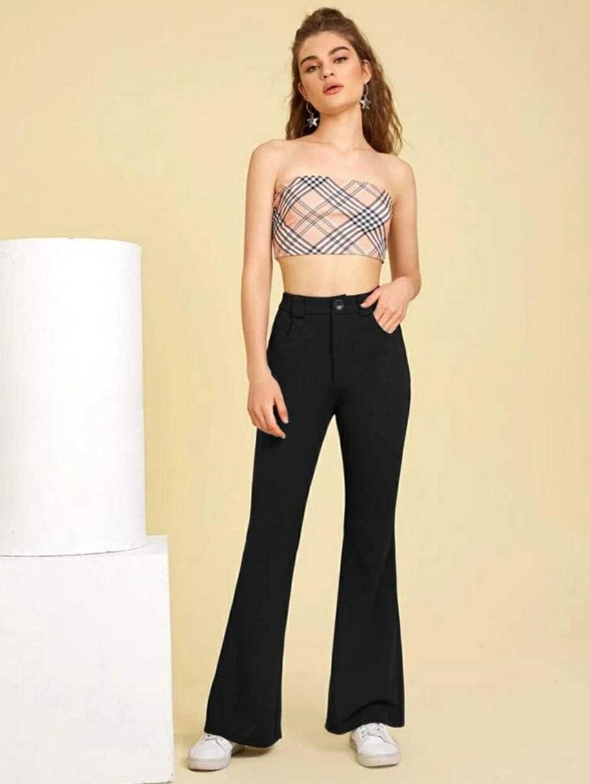 women black solids full length trousers - 20716747 - Standard Image - 4